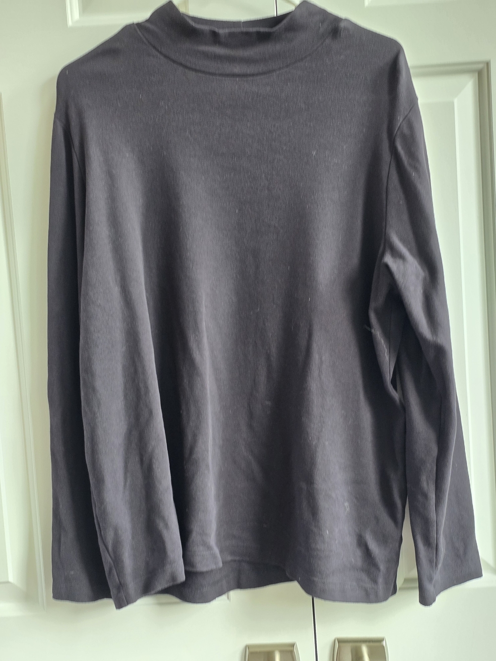 croft & barrow Black Long-Sleeve Cotton Mock Neck Top